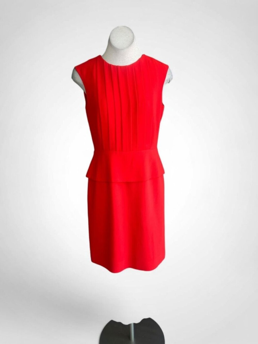 Tahari Arthur S Levine Red Dress Sleeveless With Peplum Career Size 8